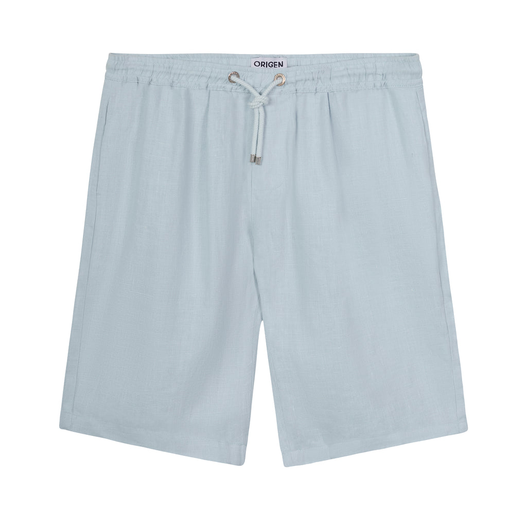 short linen lysis light blue