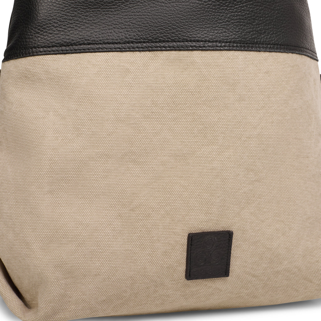 LEATHER CANVAS HANDBAG ISOLOTTO NERO