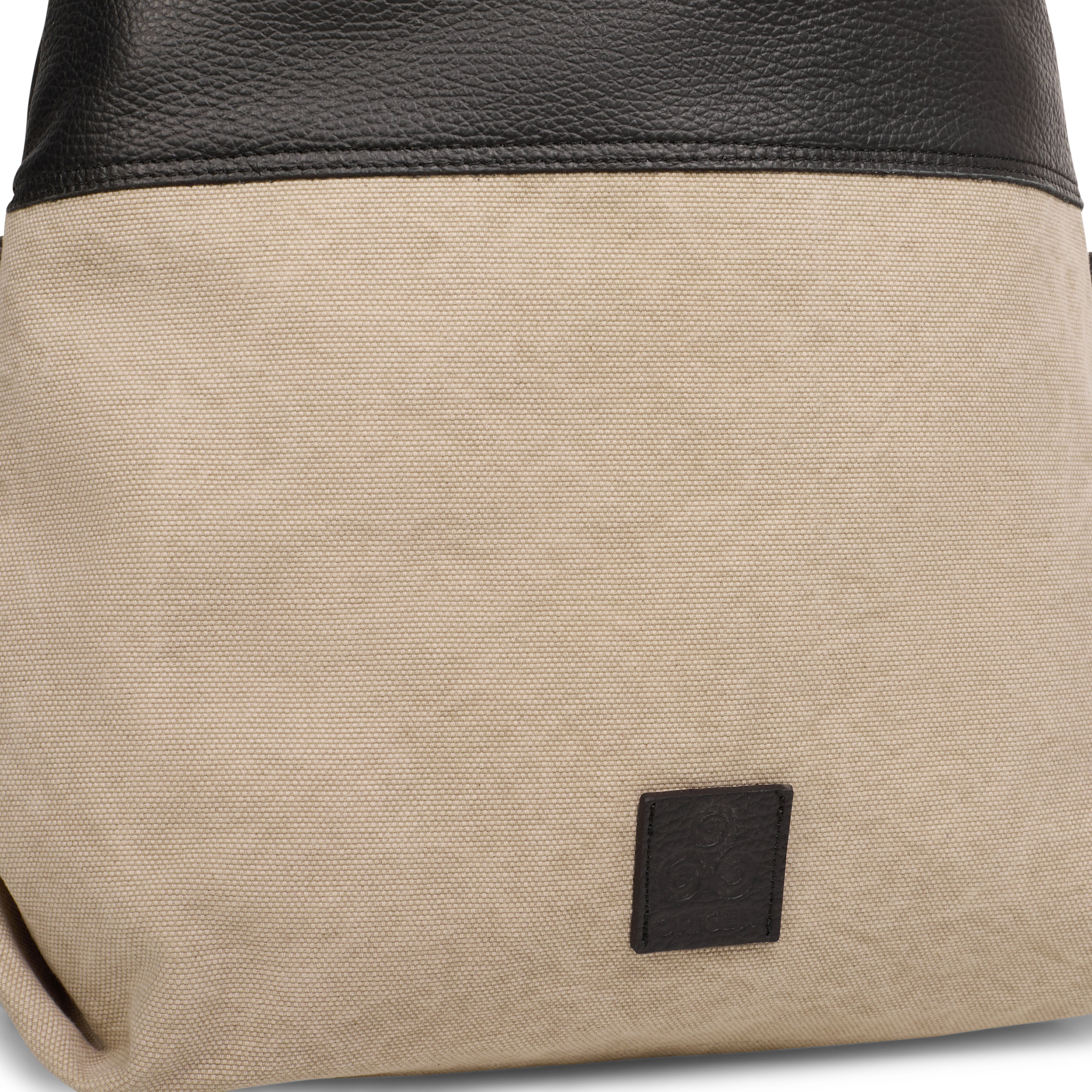 LEATHER CANVAS HANDBAG ISOLOTTO NERO
