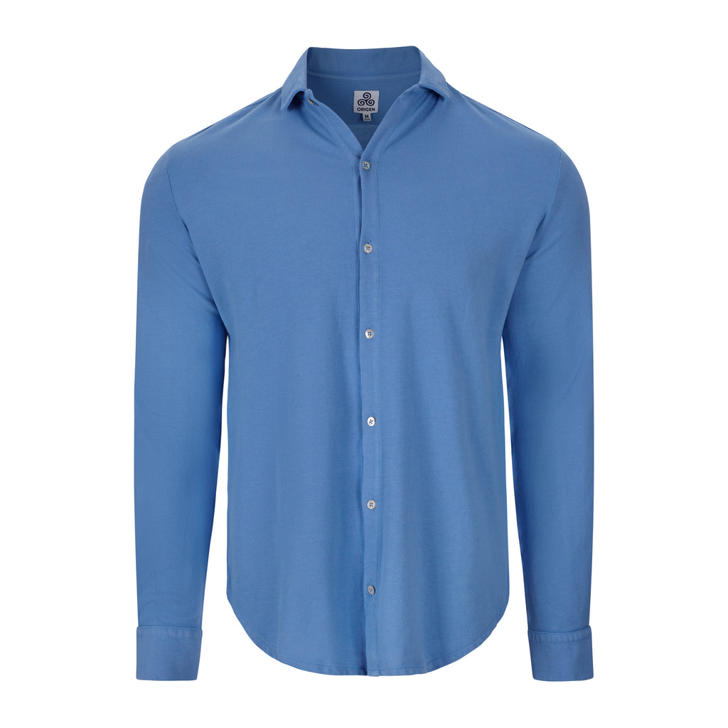 CAMICIA PIQUE CELESTE