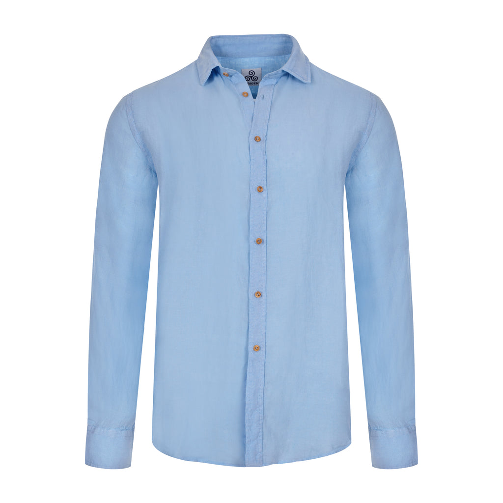 CAMICIA VITTO CELESTE LINEN