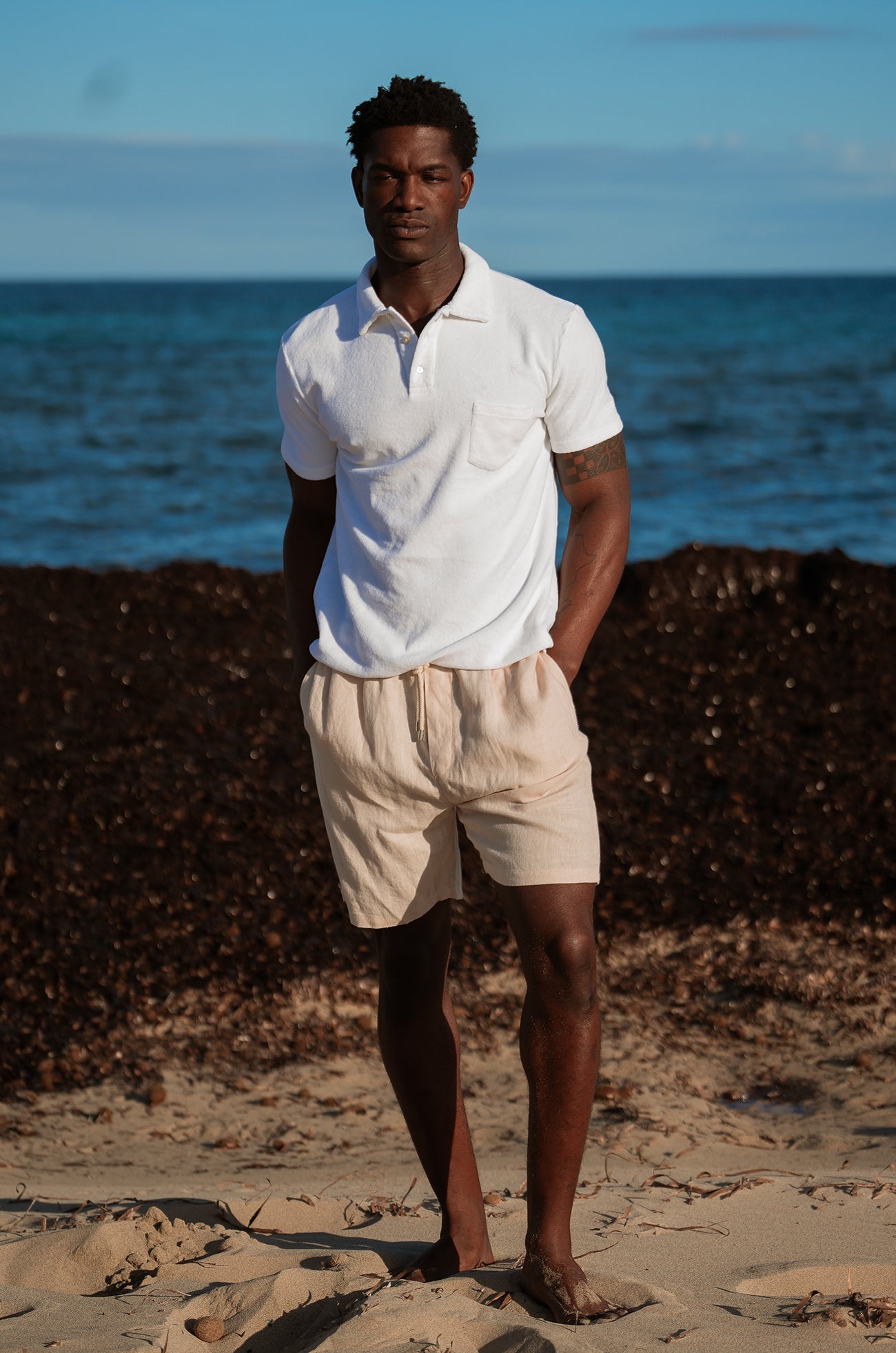 short linen lysis beige