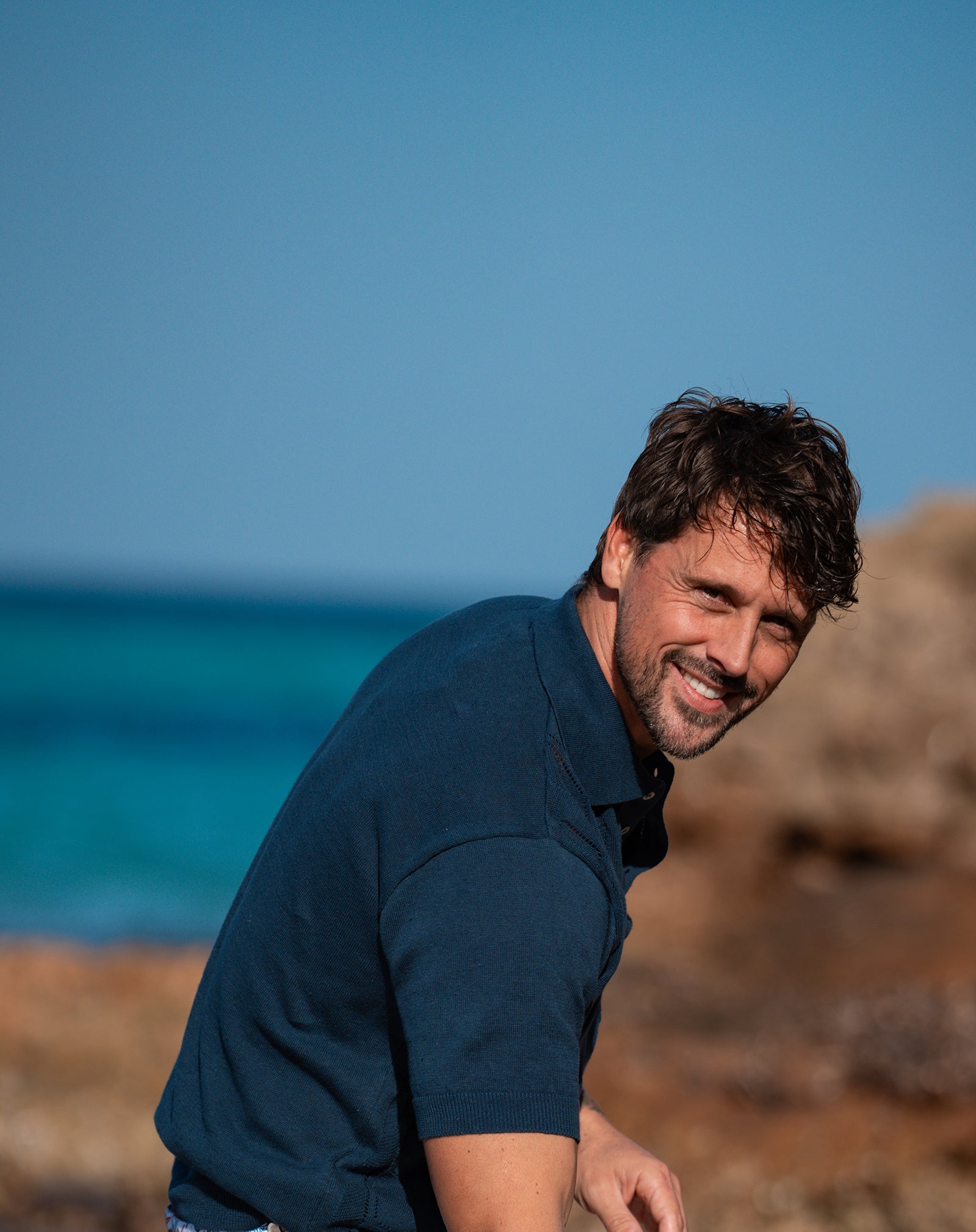 POLO PAOLO NAVY COTTON/LINEN