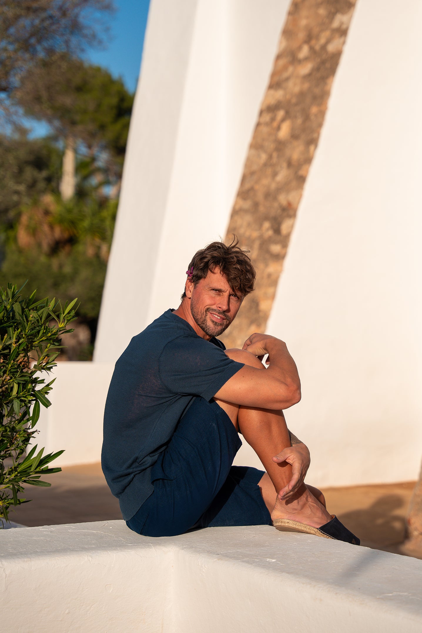 T.SHIRT PAOLO NAVY LINEN/COTTON