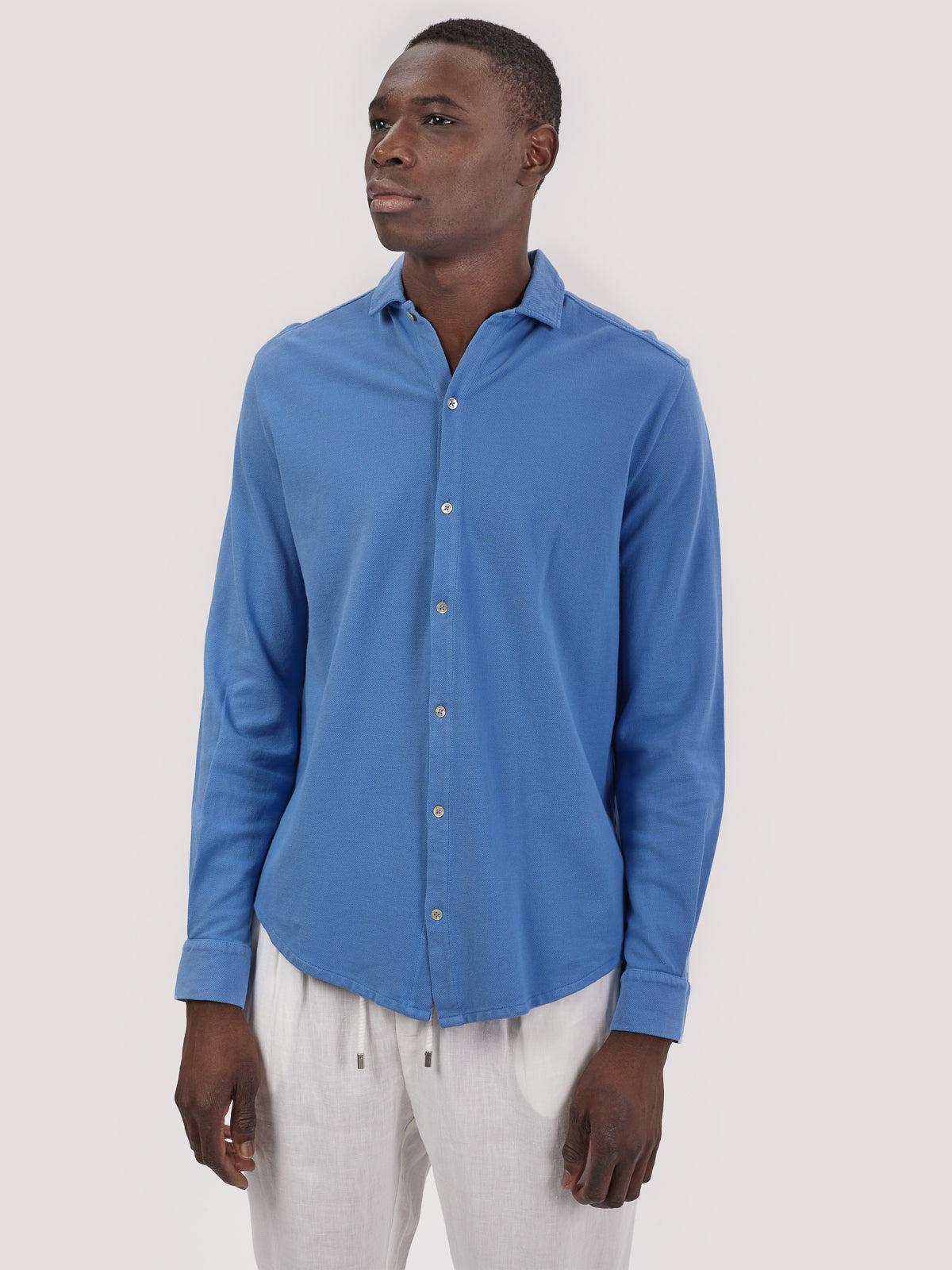 CAMICIA PIQUE CELESTE