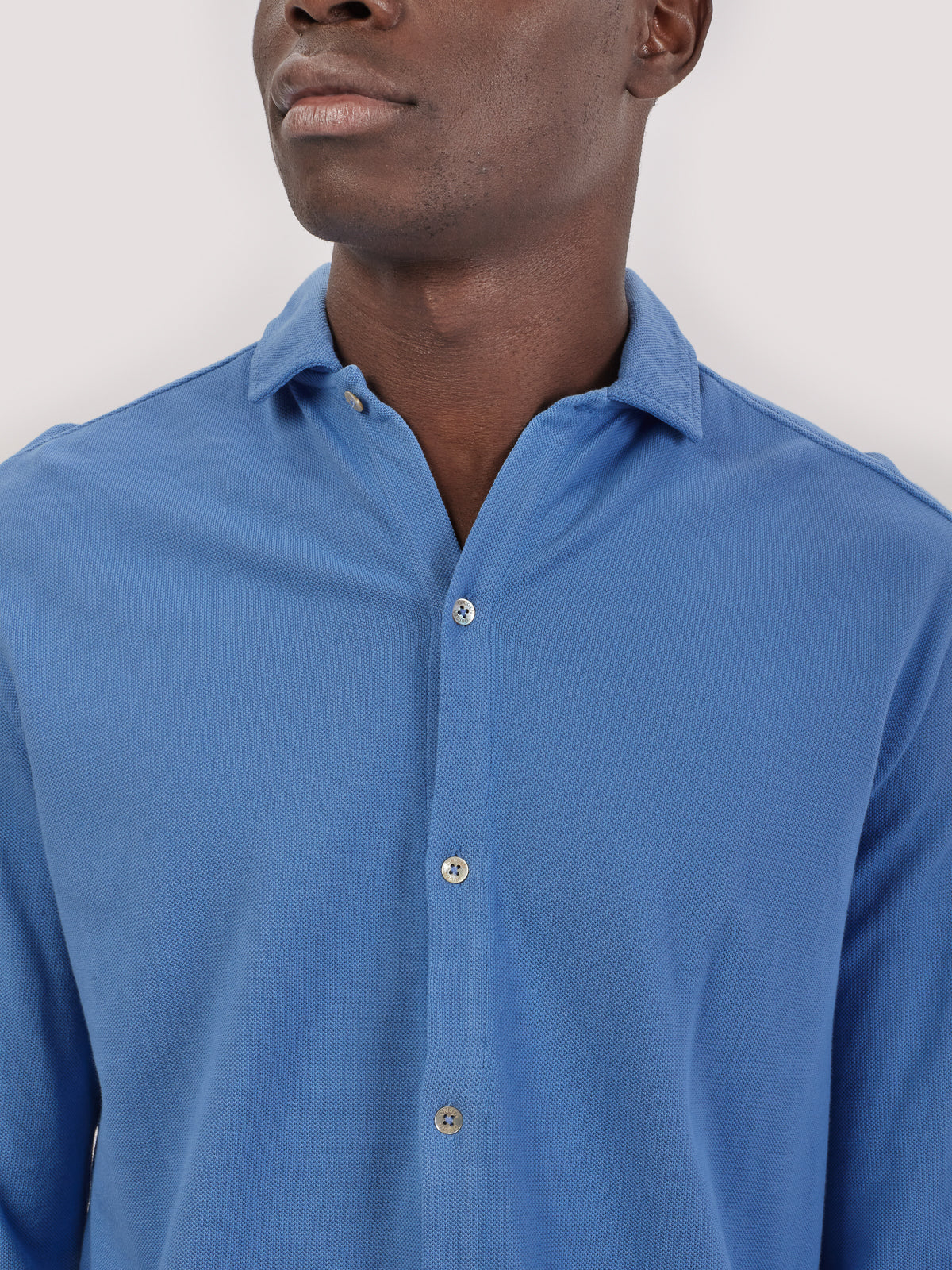 CAMICIA PIQUE CELESTE