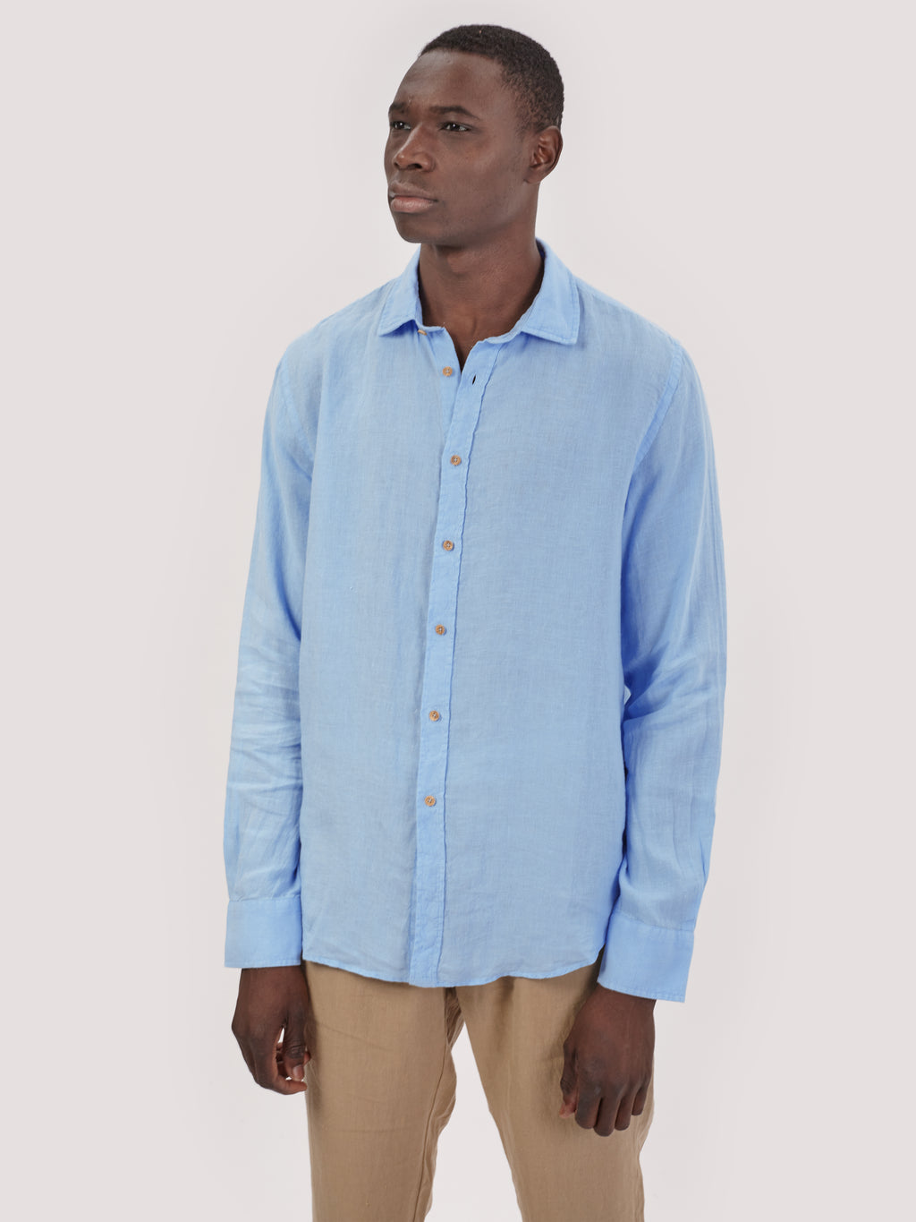 CAMICIA VITTO CELESTE LINEN