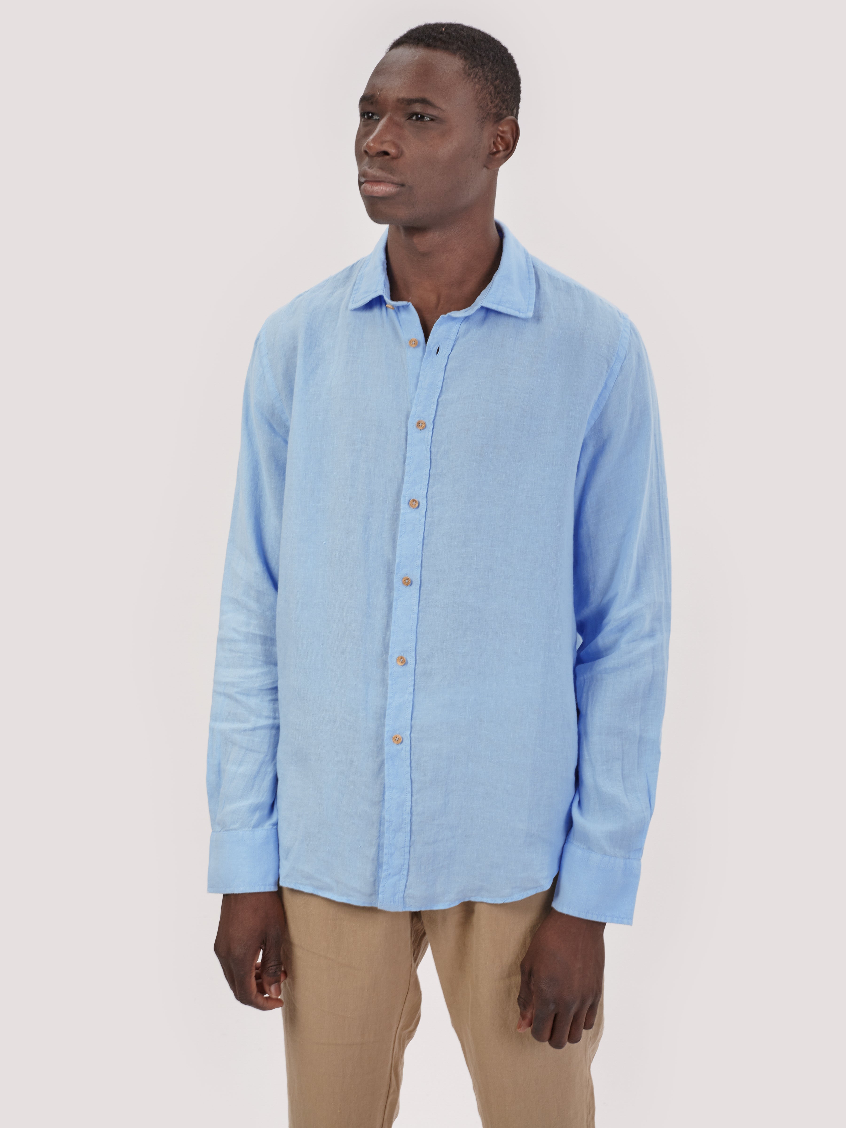 CAMICIA VITTO CELESTE LINEN