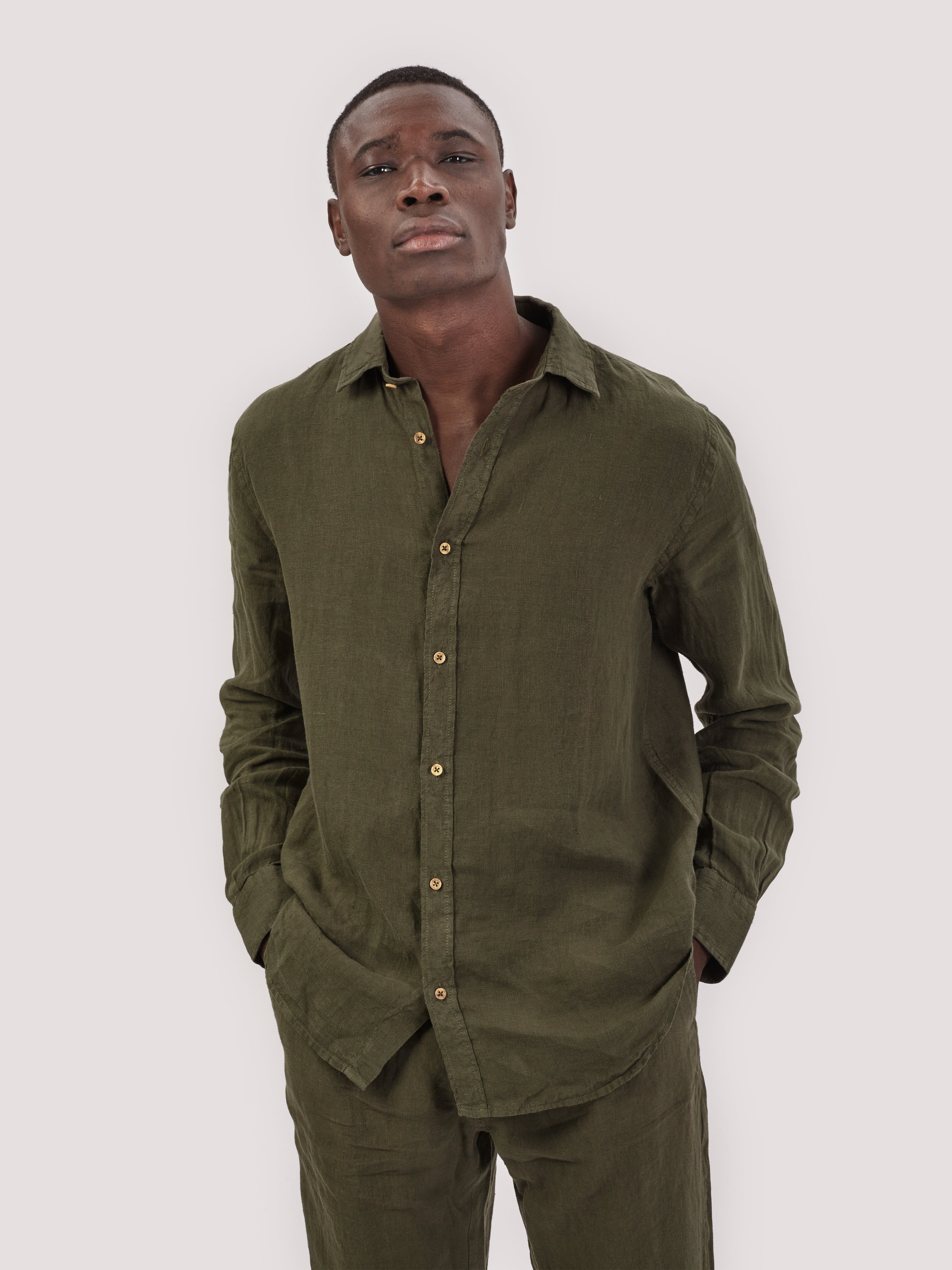 CAMICIA VITTO KAKI LINEN