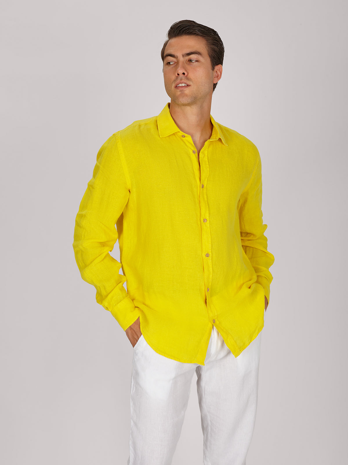 CAMICIA VITTO GIALLO LINEN