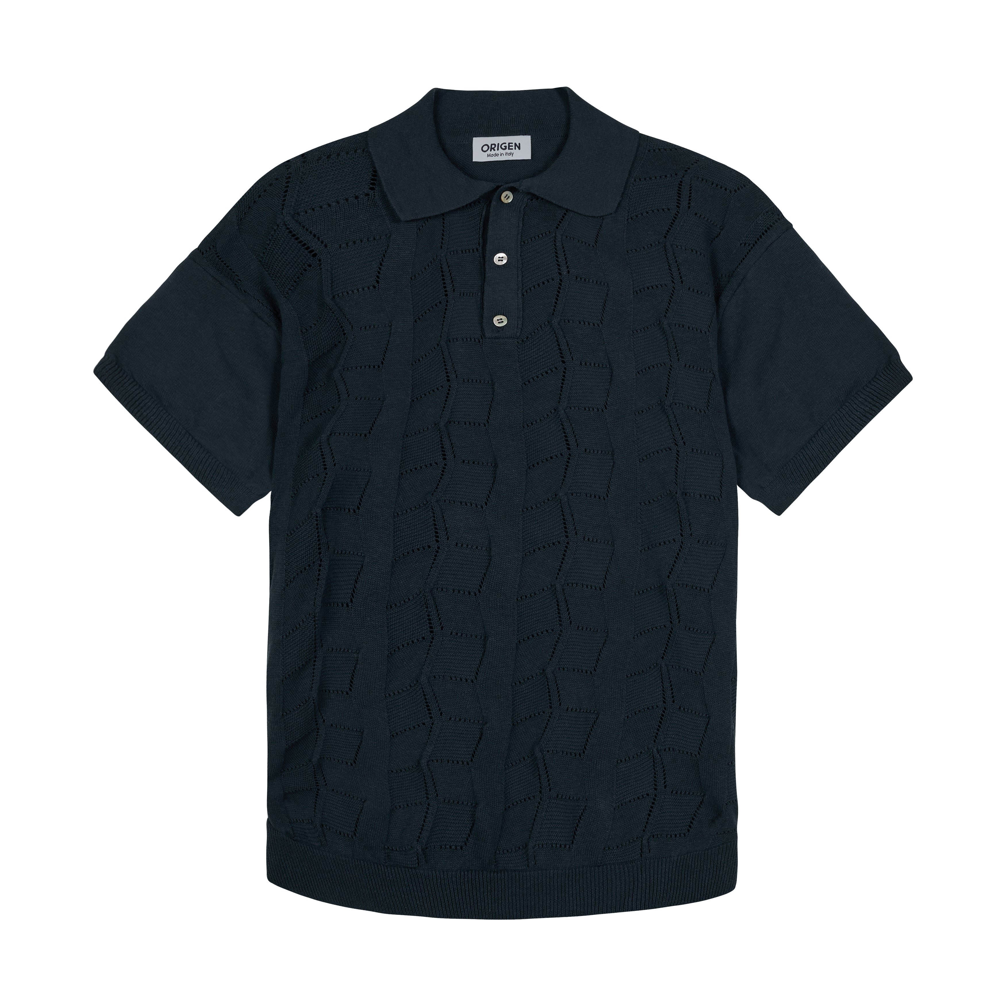 POLO FABIO NAVY COTTON/LINEN