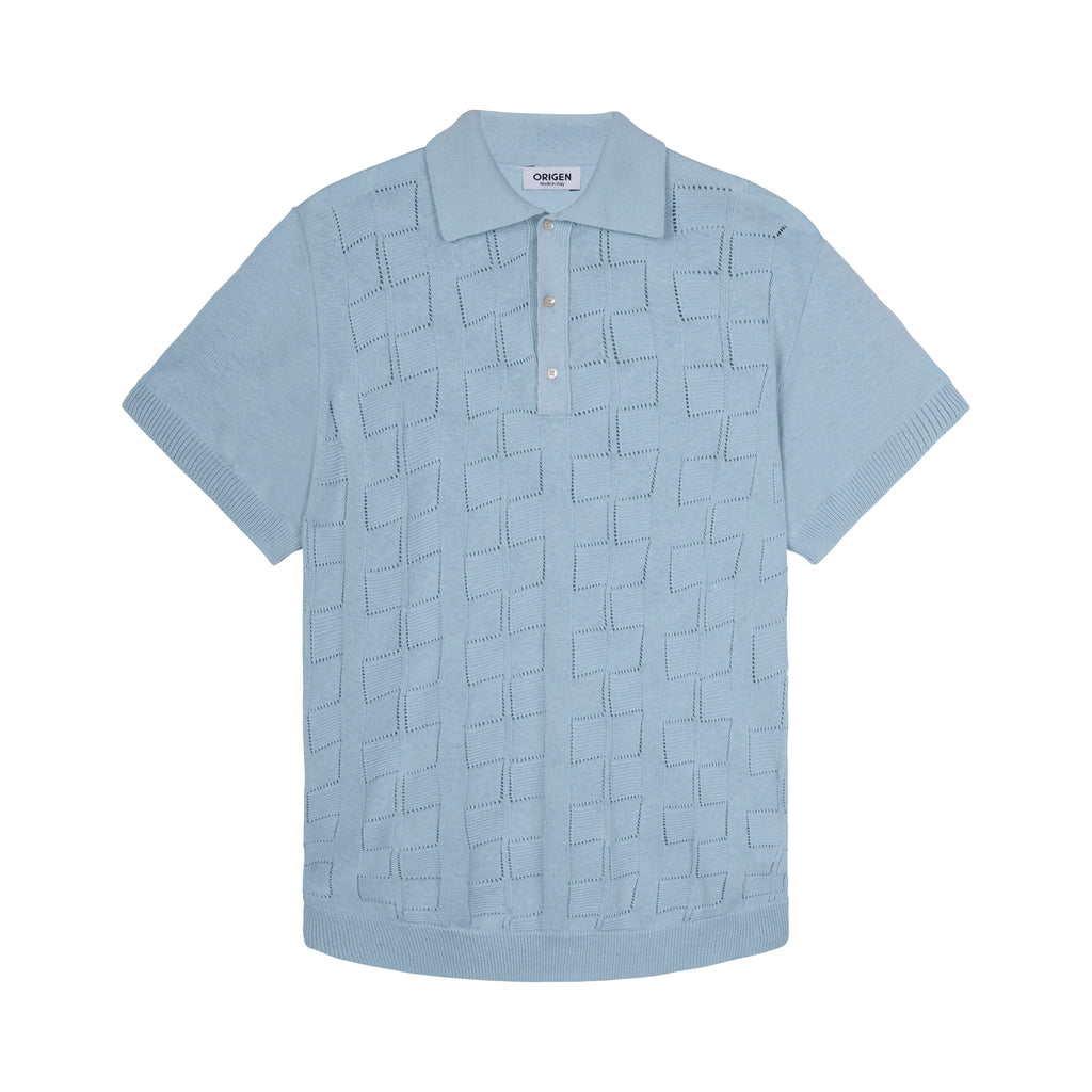 POLO FABIO CELESTE COTTON/LINEN