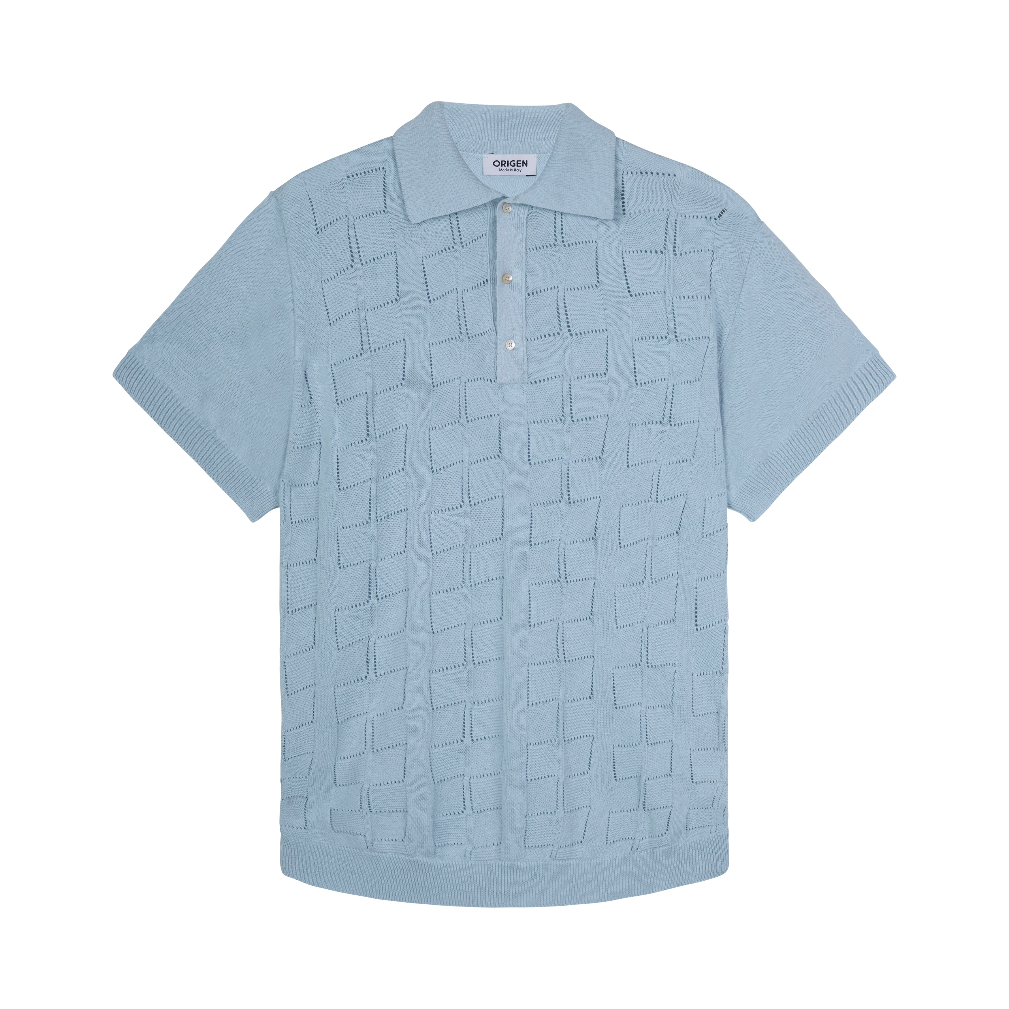 POLO FABIO CELESTE COTTON/LINEN