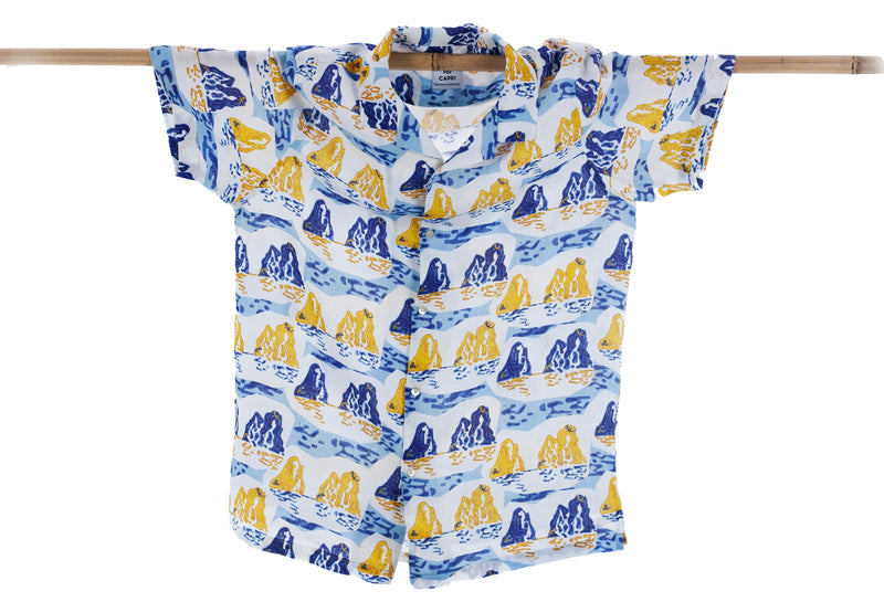 short-sleeved shirt  LIMITED EDITION Faraglioni blue linen