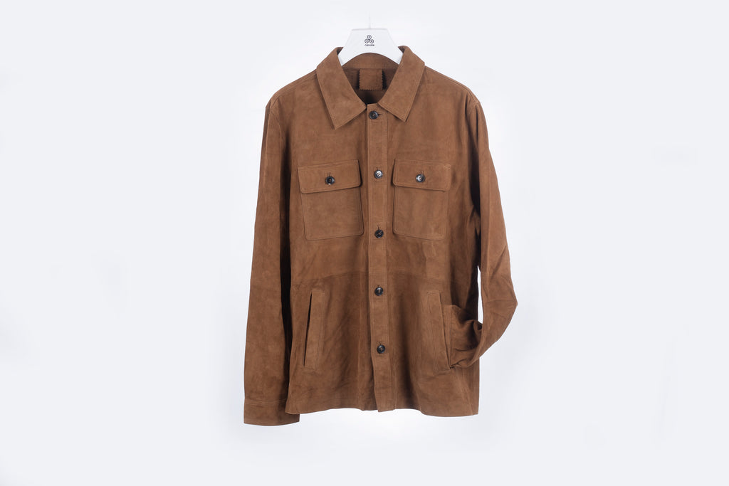 Camel goat suede leather jacket