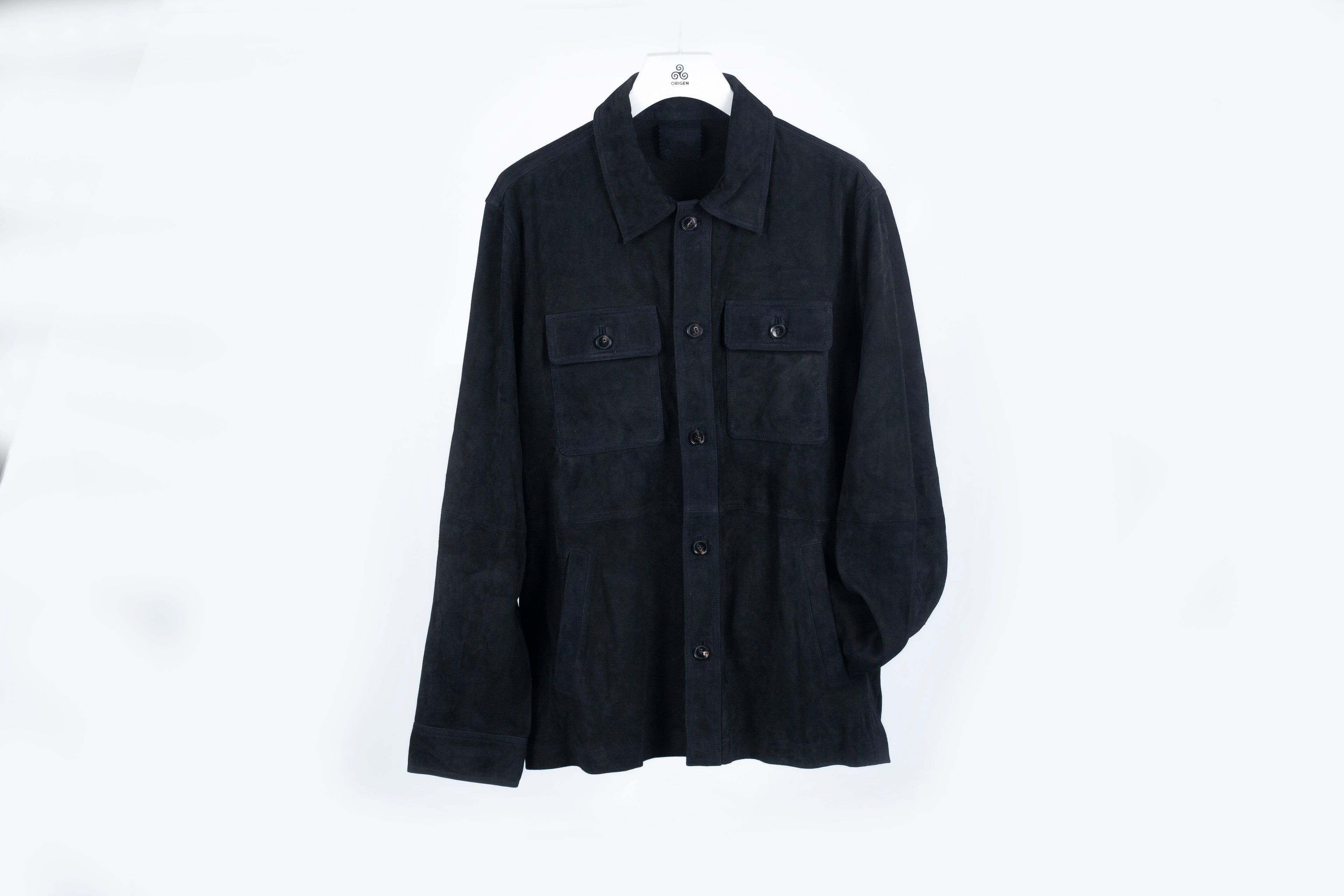 Navy goat suede leather jacket