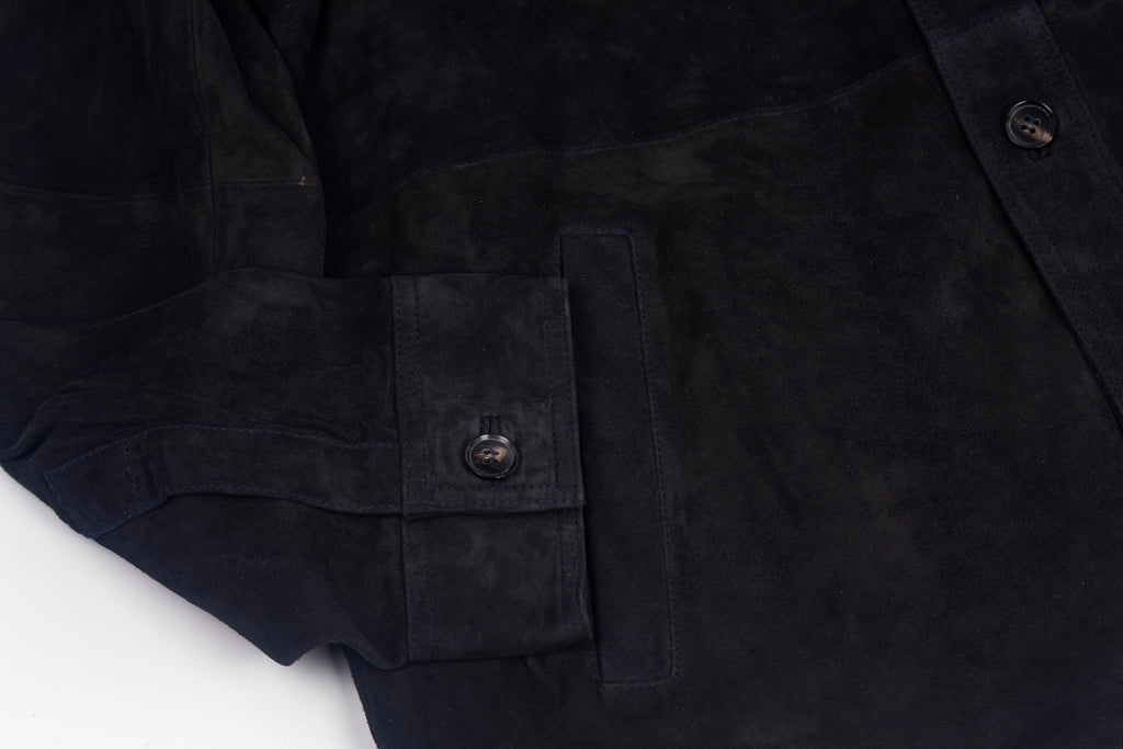 Navy goat suede leather jacket