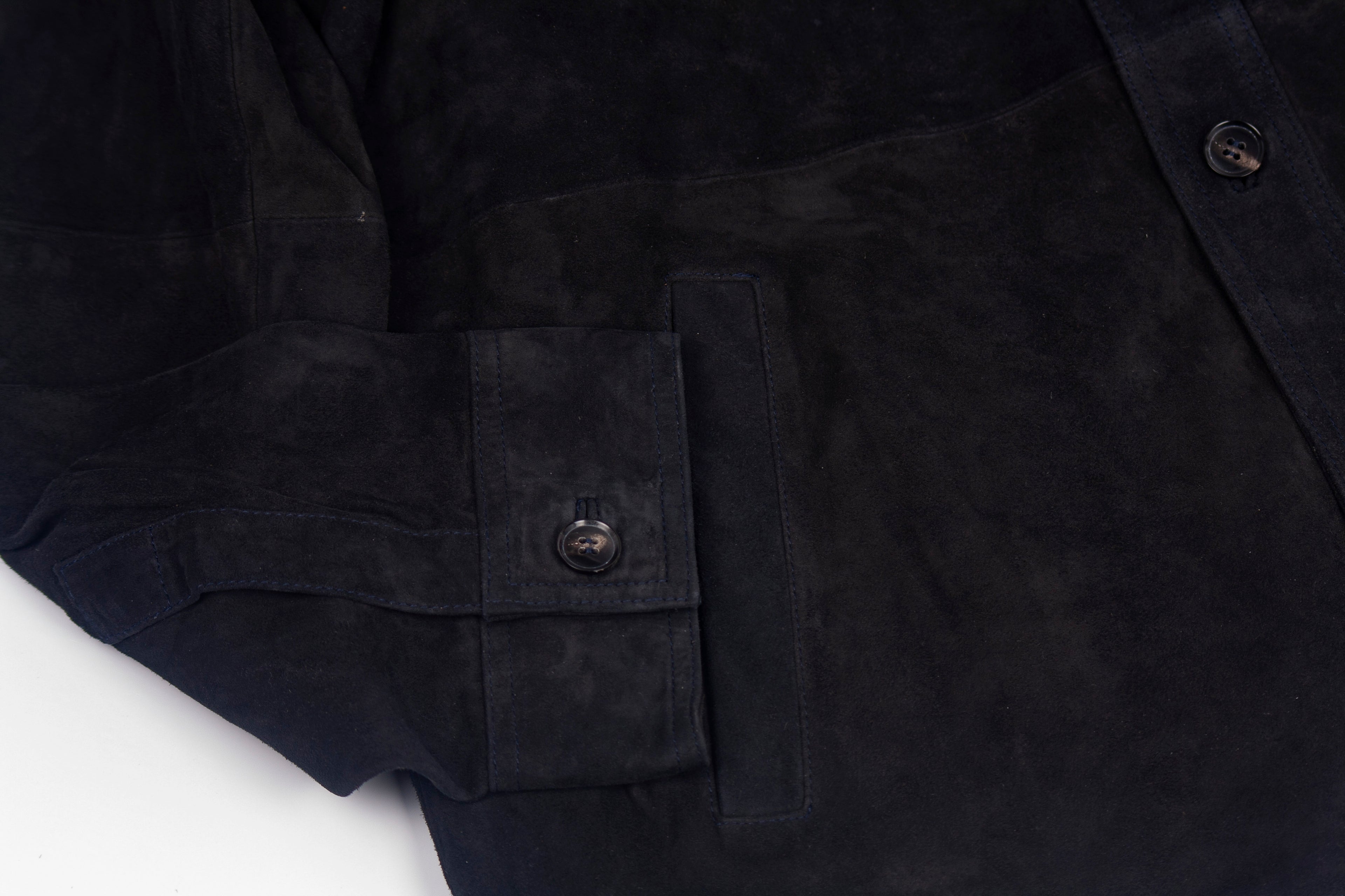 Navy goat suede leather jacket