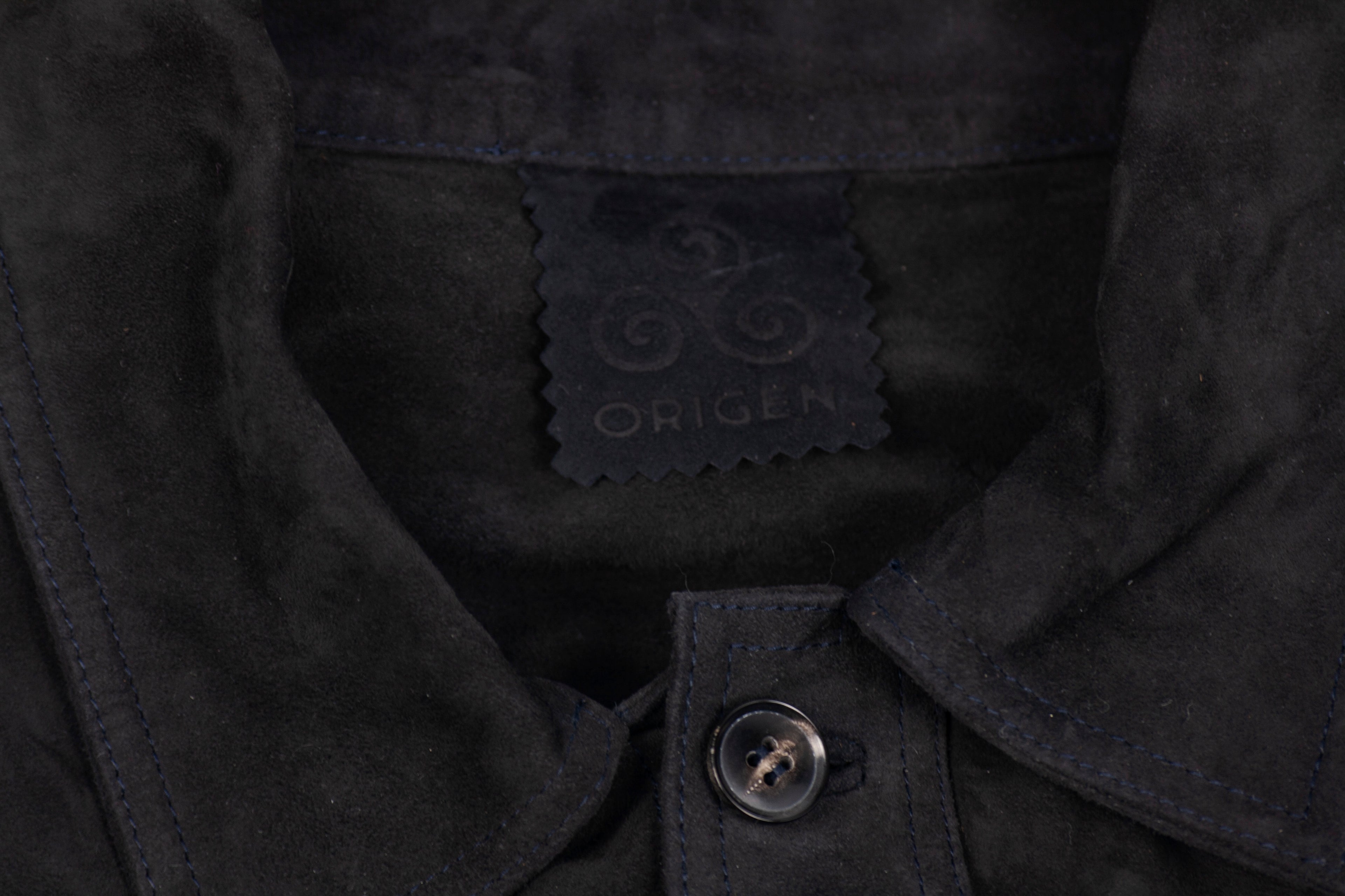 Navy goat suede leather jacket