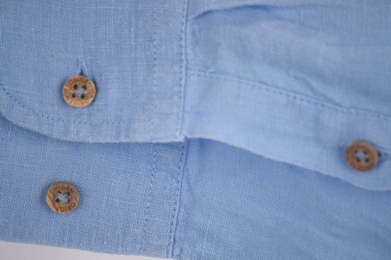 sky blue linen shirt