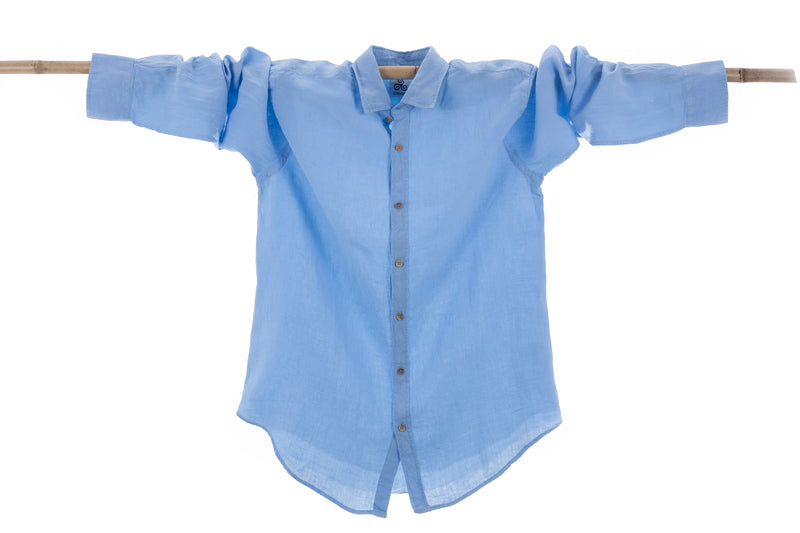 sky blue linen shirt