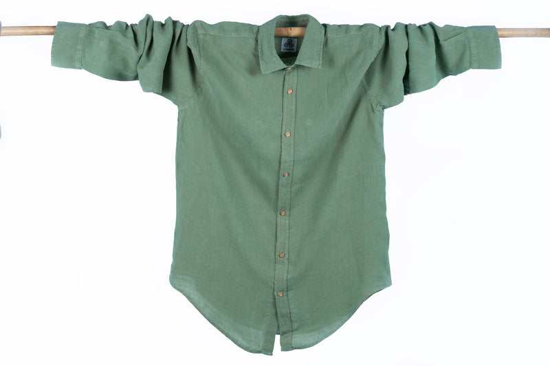 green linen shirt