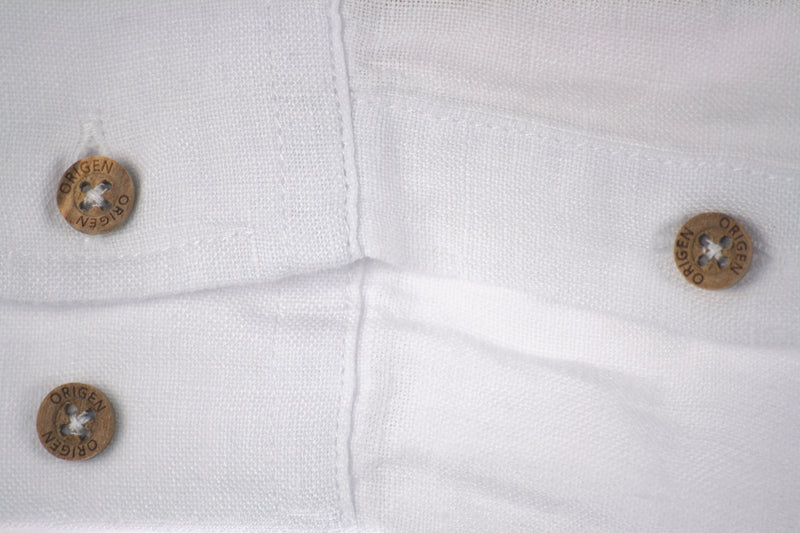mao collar shirt LINEN WHITE