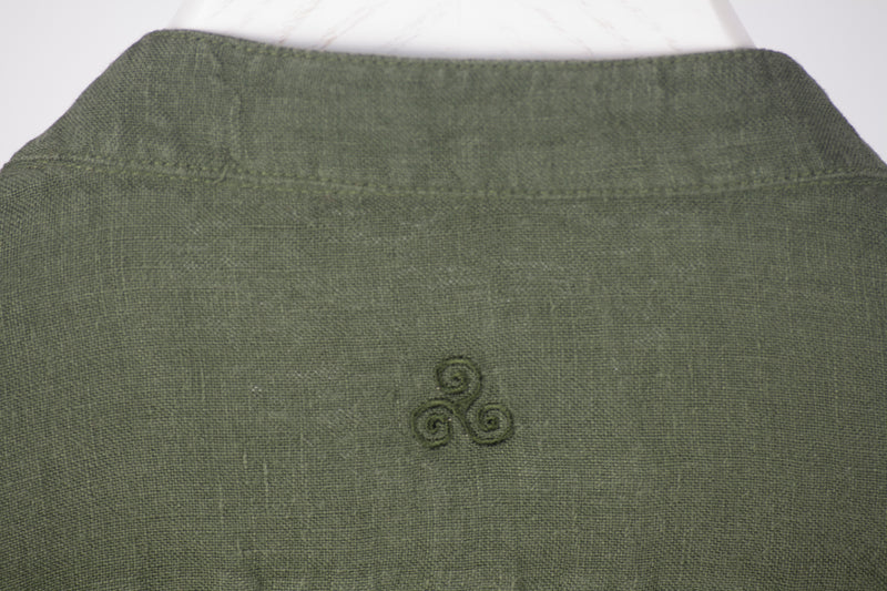 mao collar shirt LINEN khaki