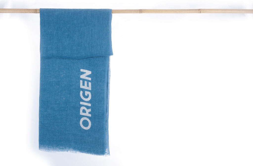 BLUE linen scarf