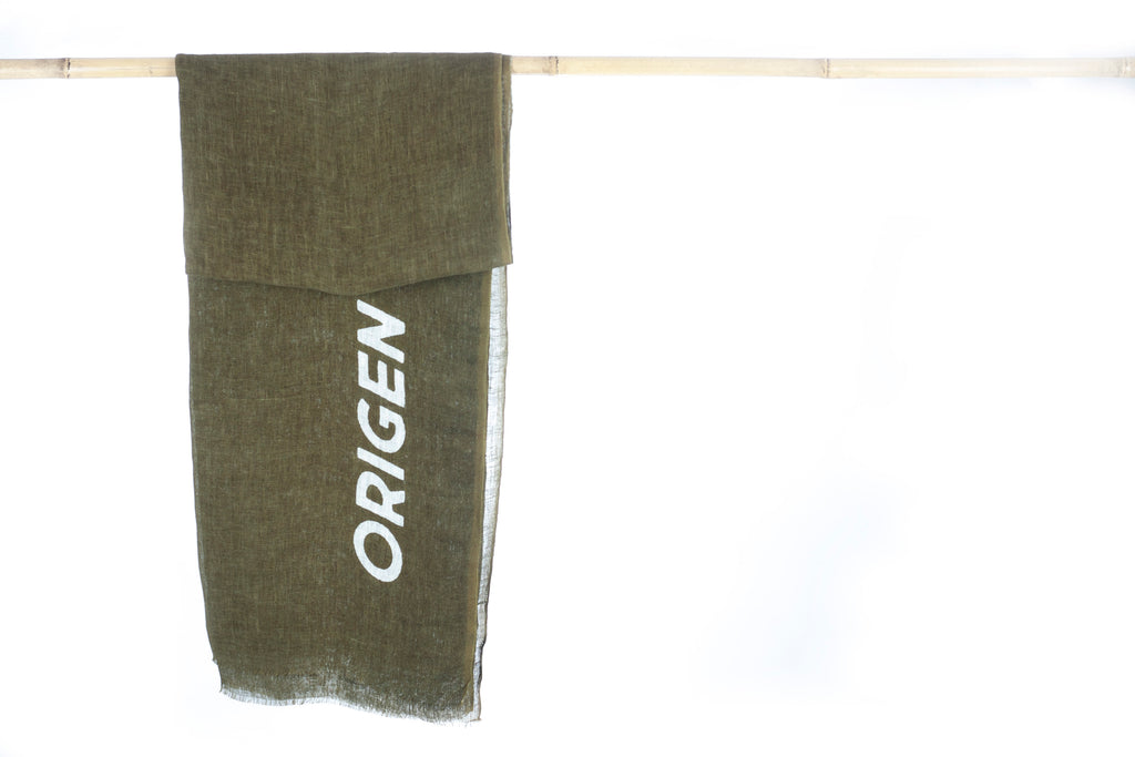 KHAKI linen scarf