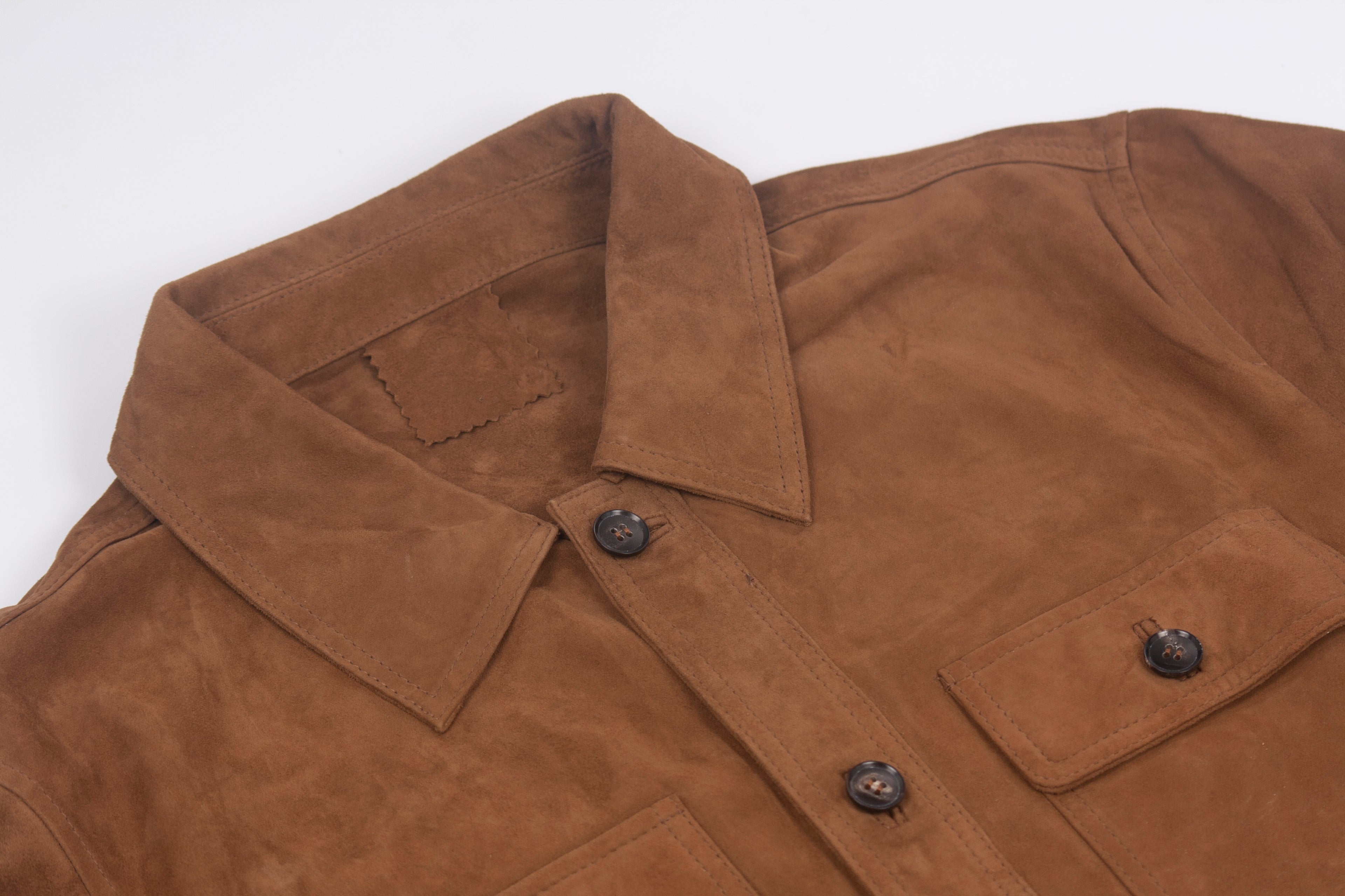 Camel goat suede leather jacket