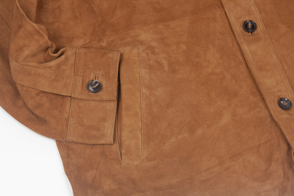 Camel goat suede leather jacket