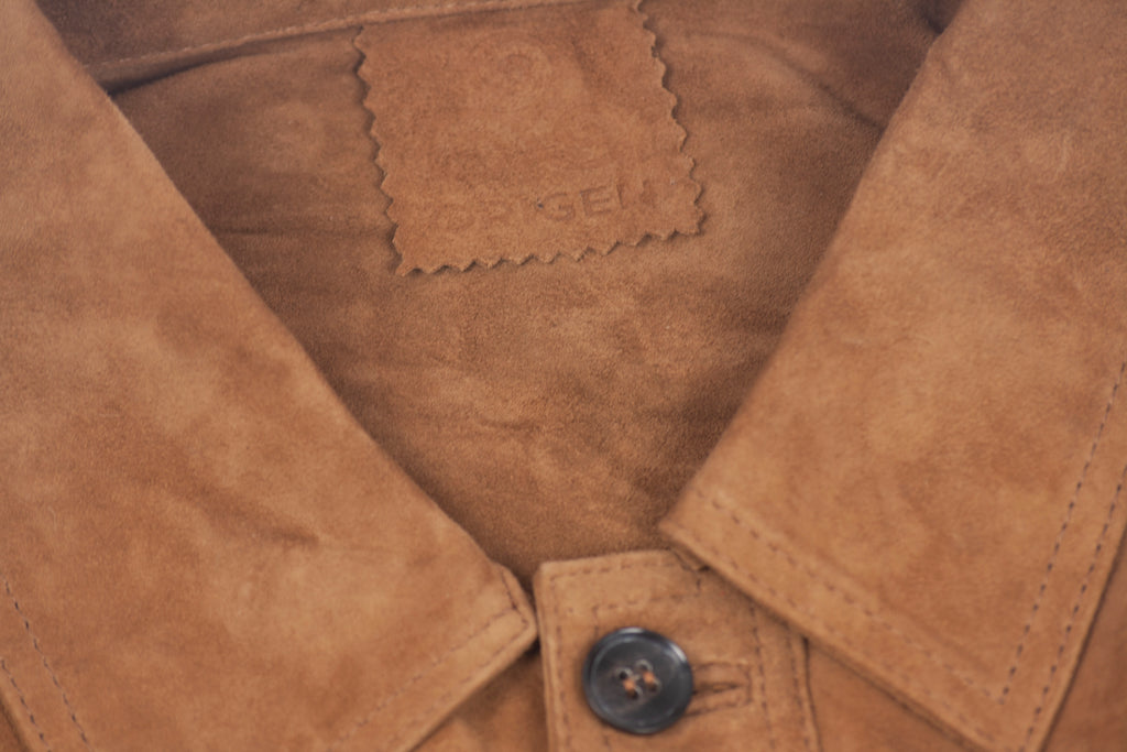 Camel goat suede leather jacket