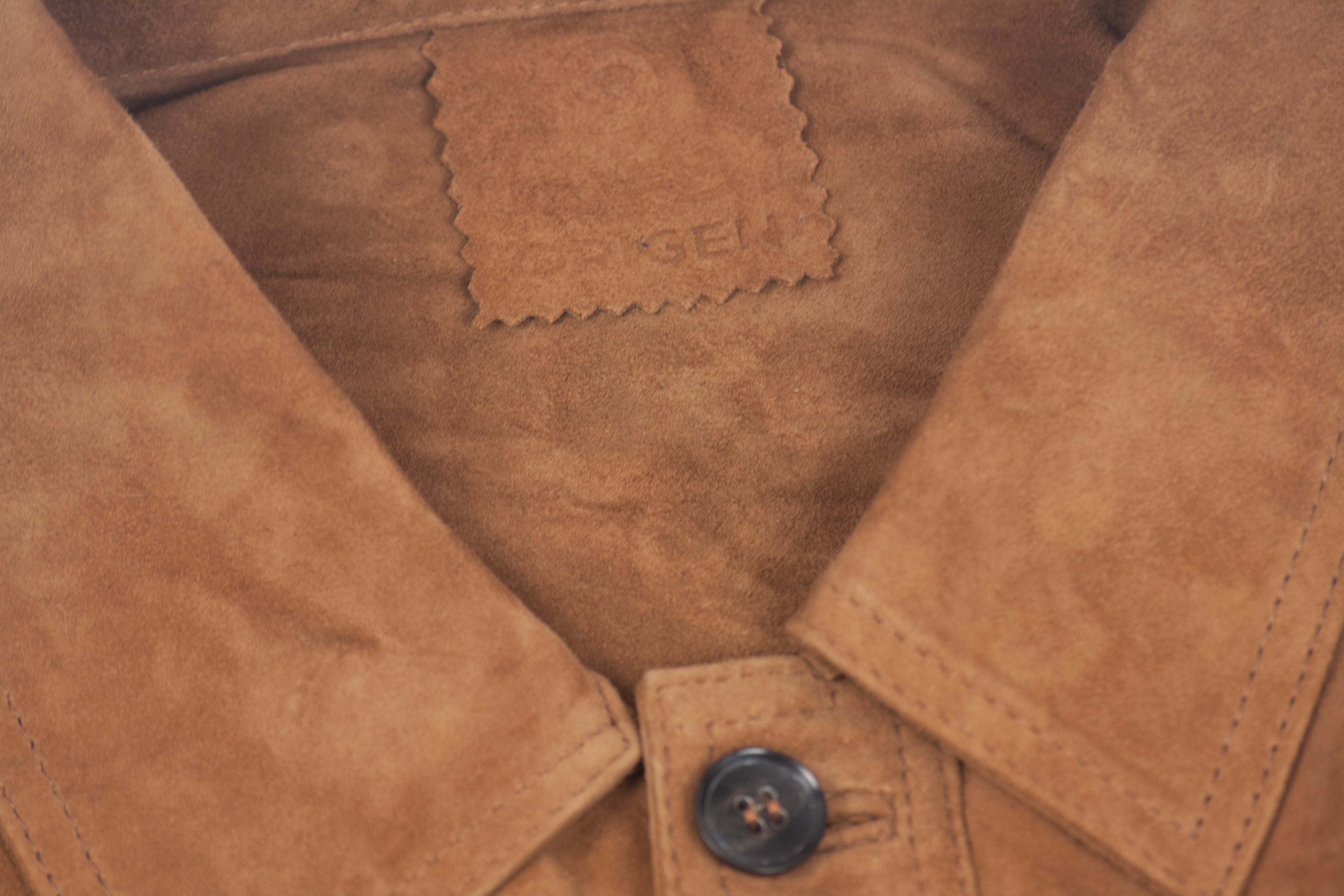 Camel goat suede leather jacket