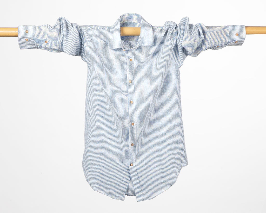 CAMICIA GOR STRIP CELESTE