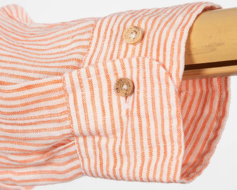 orange fine stripes linen shirt
