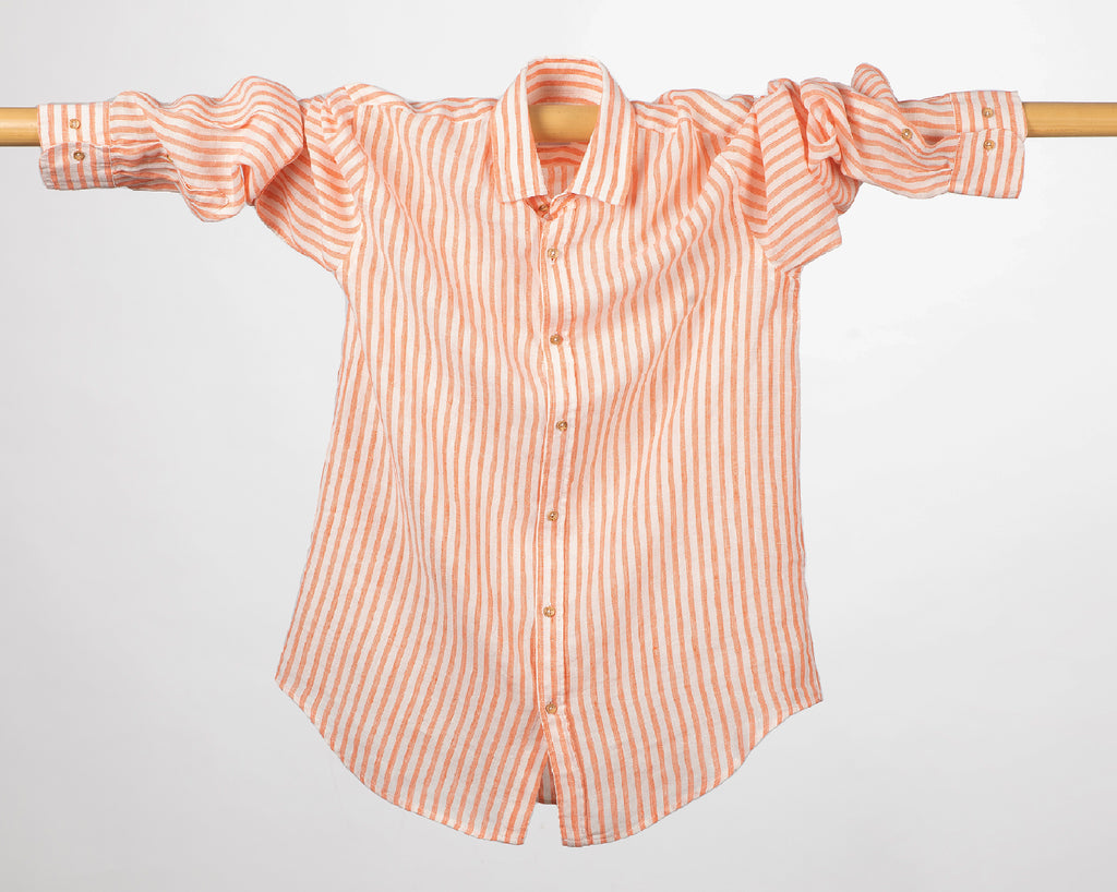 CAMICIA FIN STRIP ARANCIO